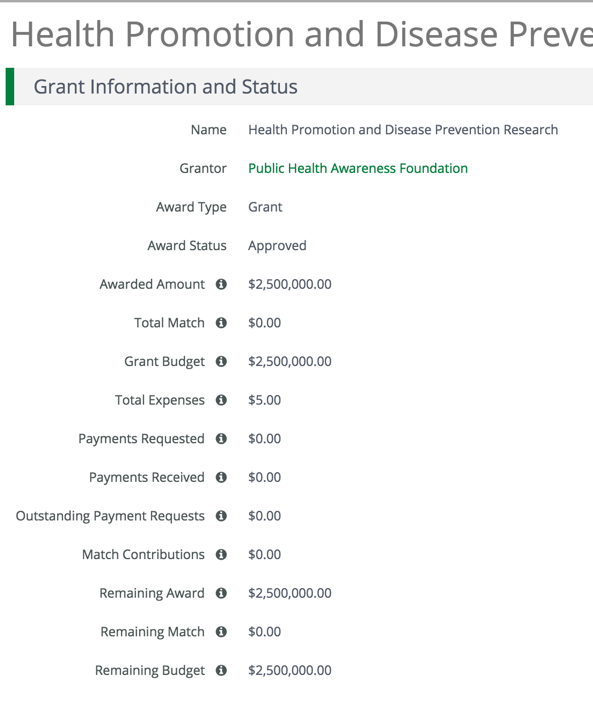 Grant Details New Fields