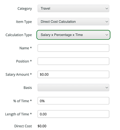 Salary X Percentage X Time Calculation Type