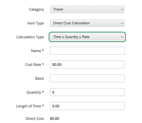 Time Quantity Rate Calculation Type