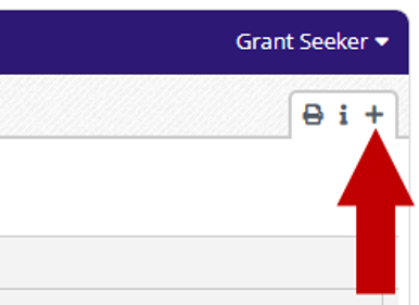 Options toolbar showing the Create (plus) button, with an arrow pointing to it.