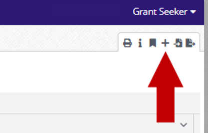 Options toolbar with the Create icon, a plus sign in the upper right, highlighted.